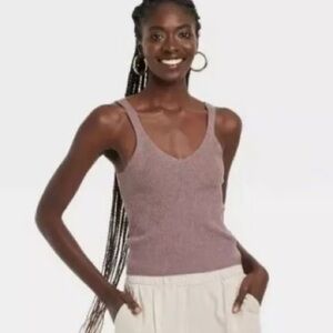 a new day Mauve Rib Knit Tank Top